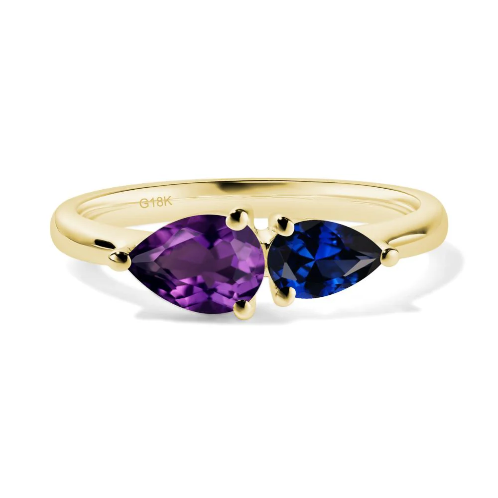 Amethyst and Sapphire 2 Stone Ring - Image 8