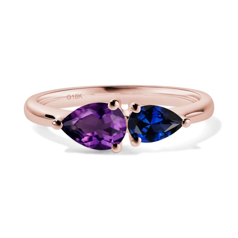 Amethyst and Sapphire 2 Stone Ring - Image 9