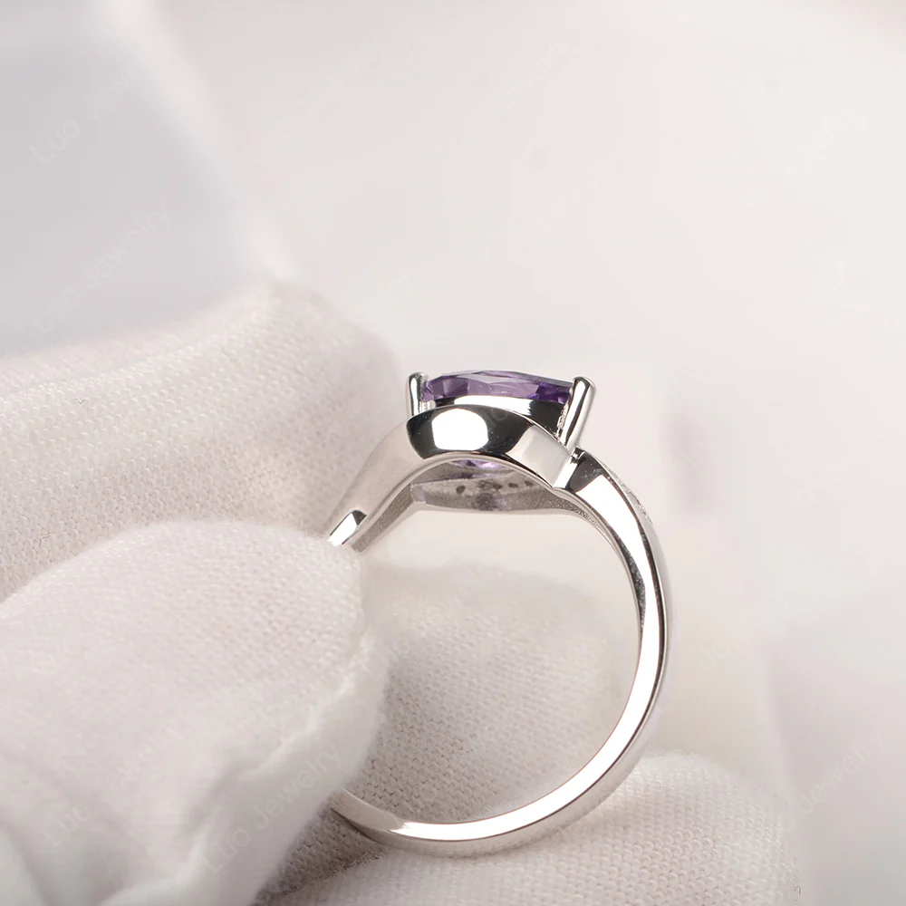 East West Pear Amethyst Engagement Ring - Image 3