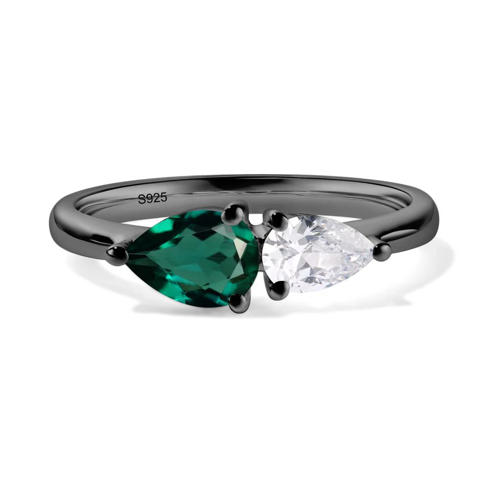Cubic Zirconia and Emerald 2 Stone Ring - Image 3