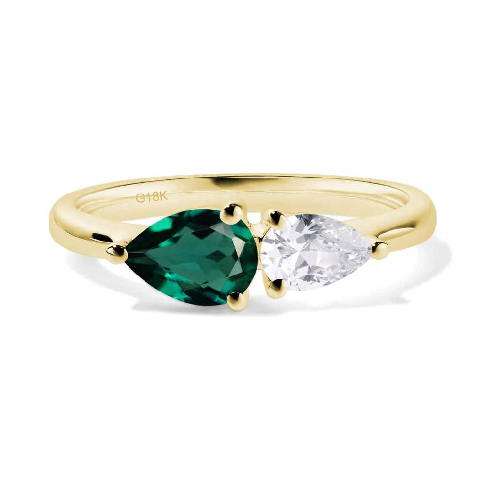 Cubic Zirconia and Emerald 2 Stone Ring - Image 8