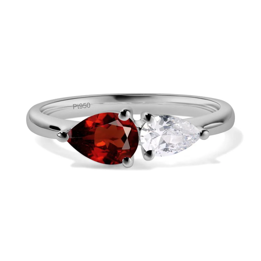 East West Pear Cubic Zirconia and Garnet Ring - Image 6