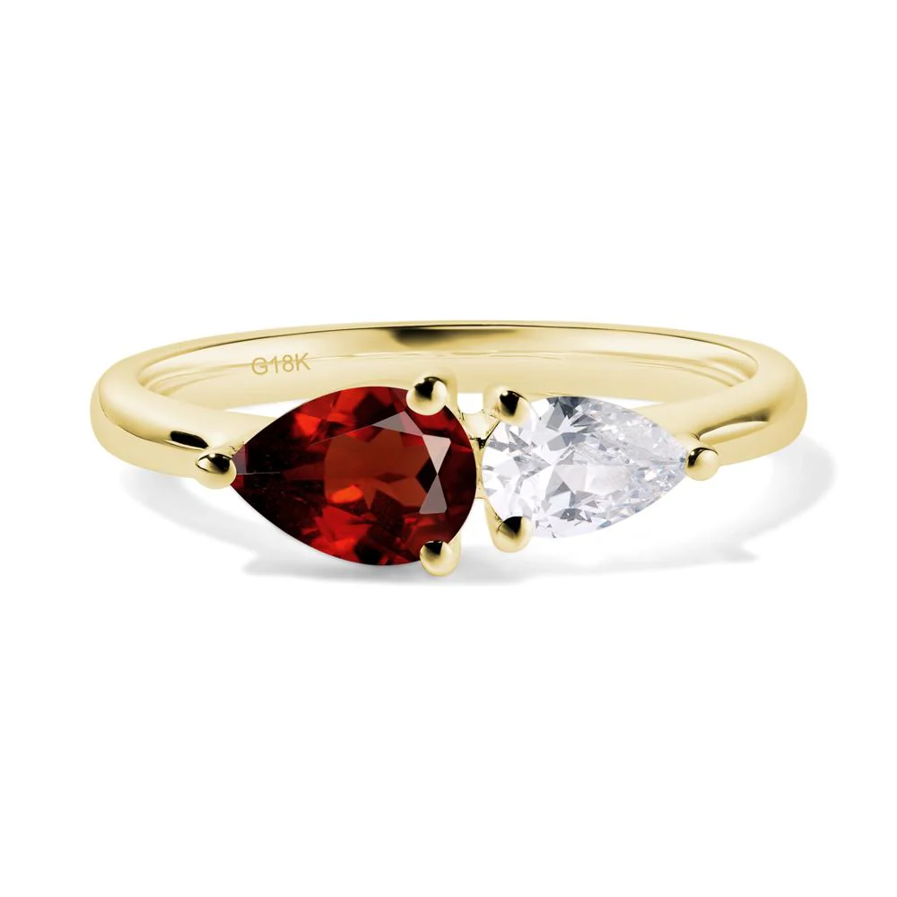 East West Pear Cubic Zirconia and Garnet Ring - Image 8