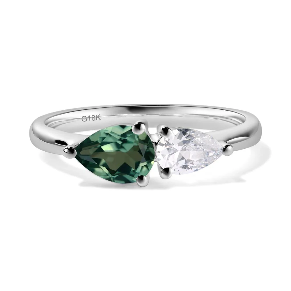Cubic Zirconia and Green Sapphire 2 Stone Ring - Image 7