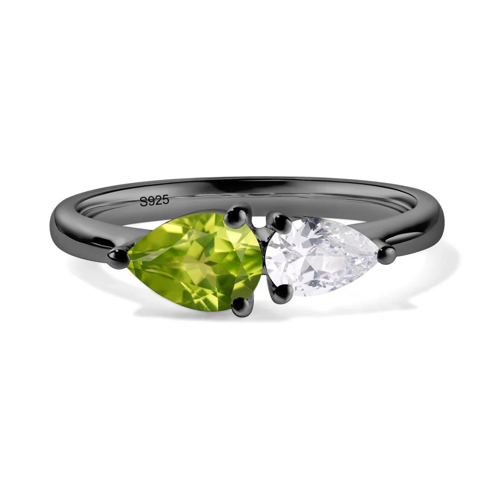 Cubic Zirconia and Peridot 2 Stone Ring - Image 2
