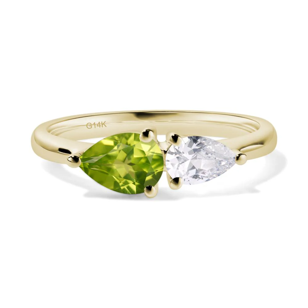Cubic Zirconia and Peridot 2 Stone Ring - Image 4