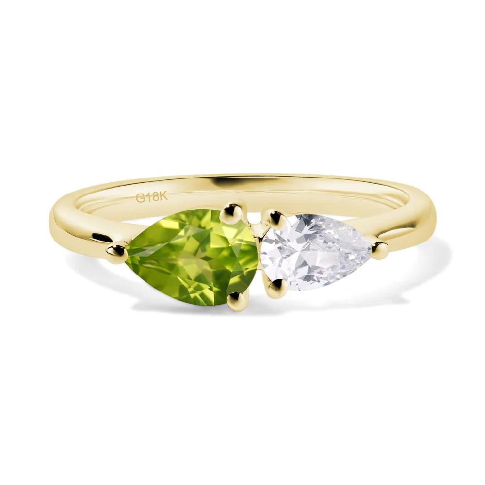 Cubic Zirconia and Peridot 2 Stone Ring - Image 8