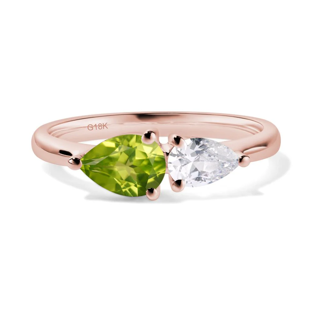 Cubic Zirconia and Peridot 2 Stone Ring - Image 9
