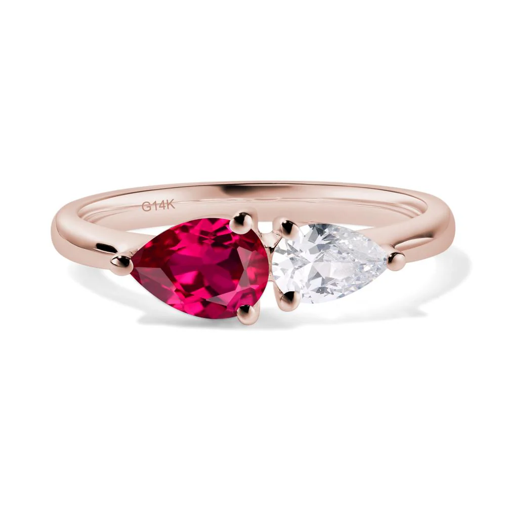 Cubic Zirconia and Ruby 2 Stone Ring