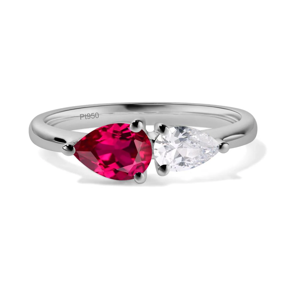 Cubic Zirconia and Ruby 2 Stone Ring - Image 6