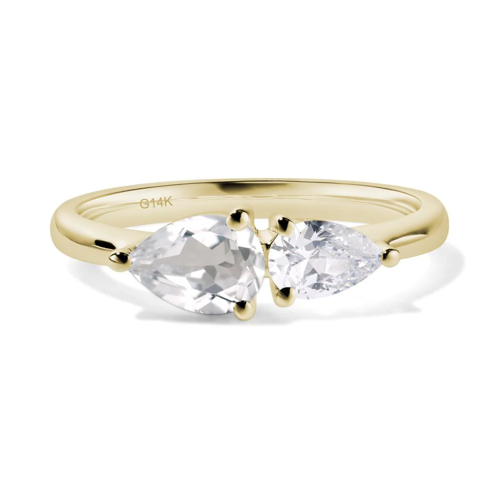 Cubic Zirconia and White Topaz 2 Stone Ring