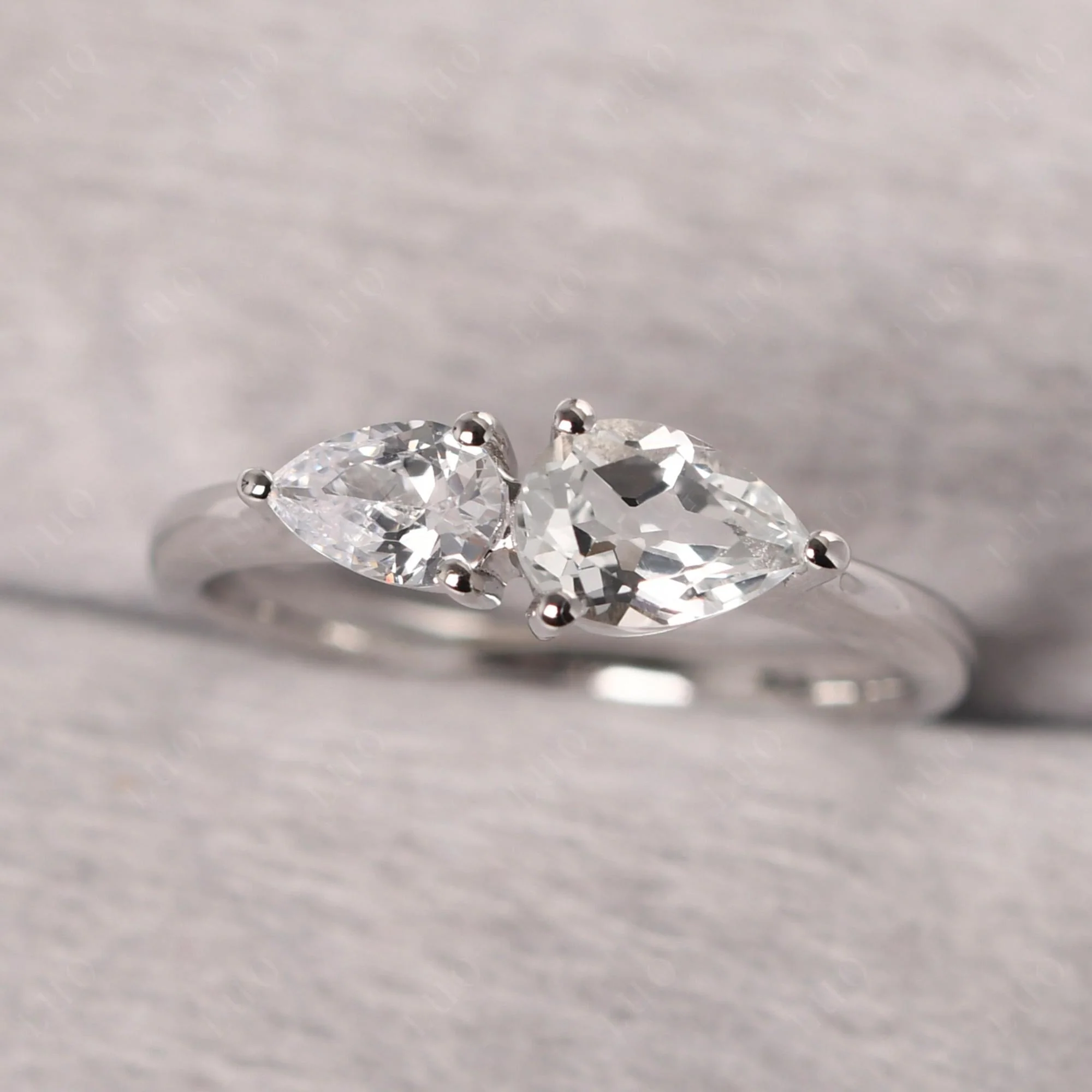 Cubic Zirconia and White Topaz 2 Stone Ring - Image 10