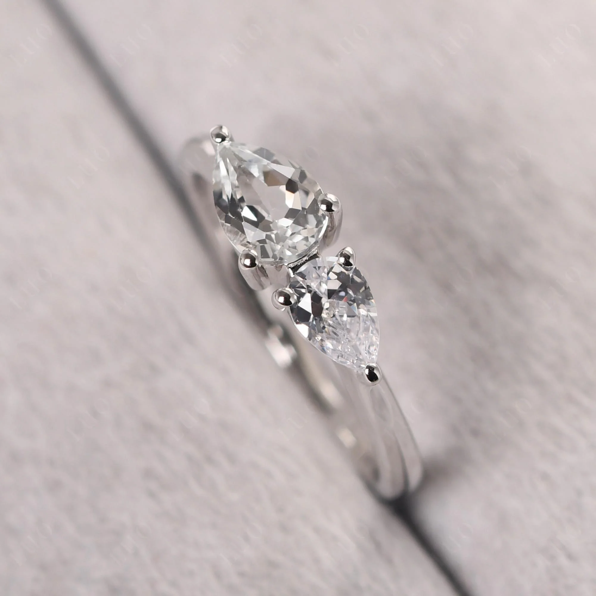 Cubic Zirconia and White Topaz 2 Stone Ring - Image 11