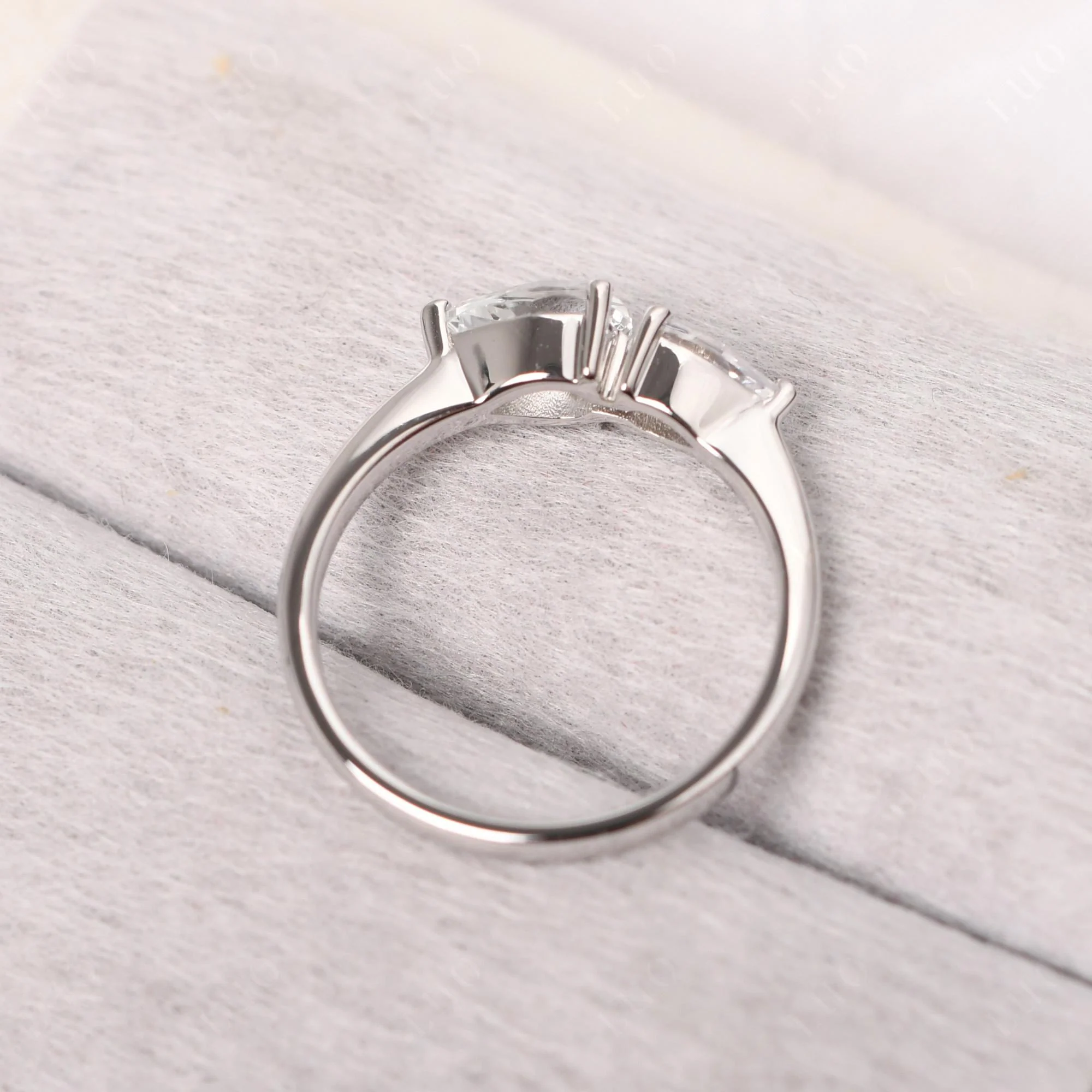 Cubic Zirconia and White Topaz 2 Stone Ring - Image 12