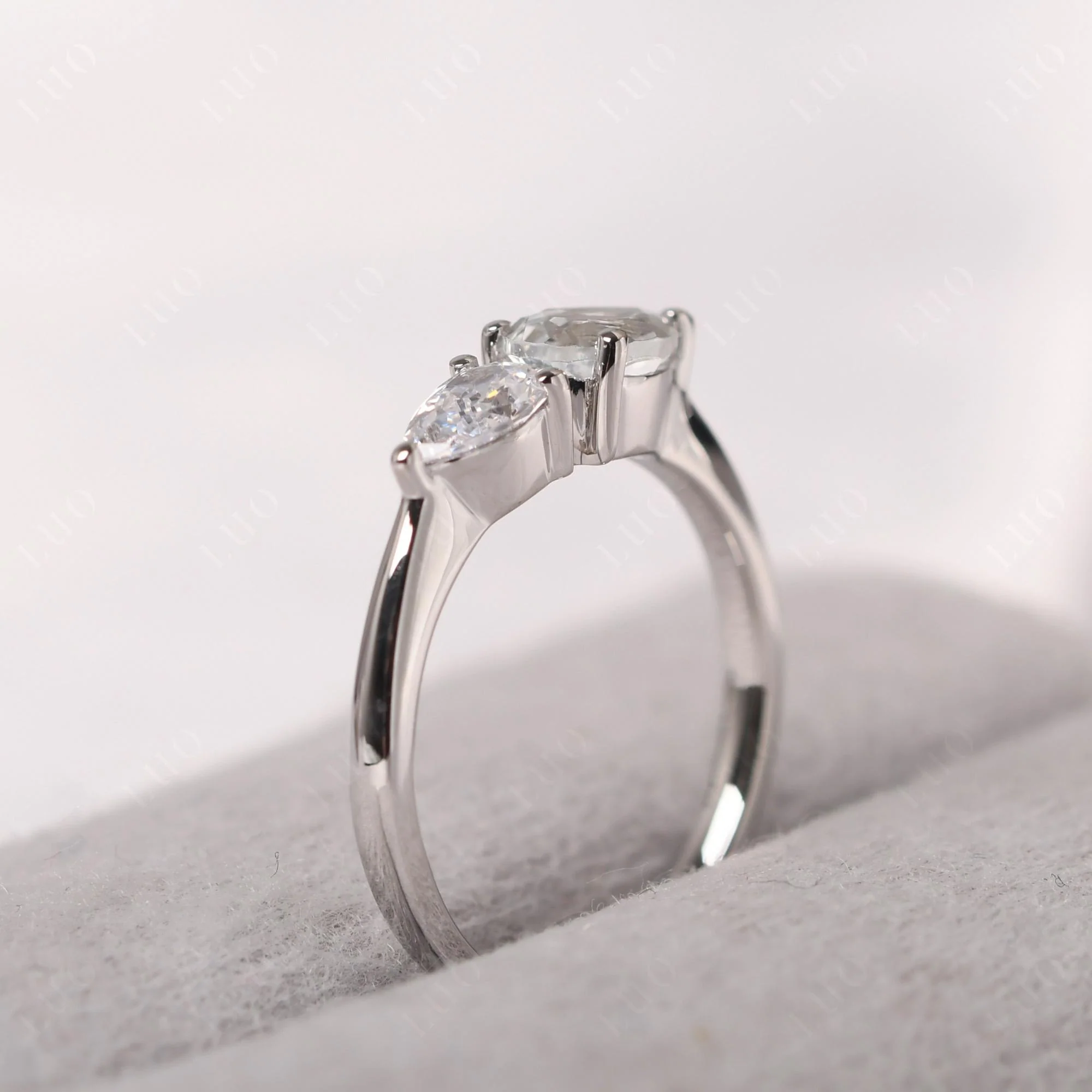 Cubic Zirconia and White Topaz 2 Stone Ring - Image 13