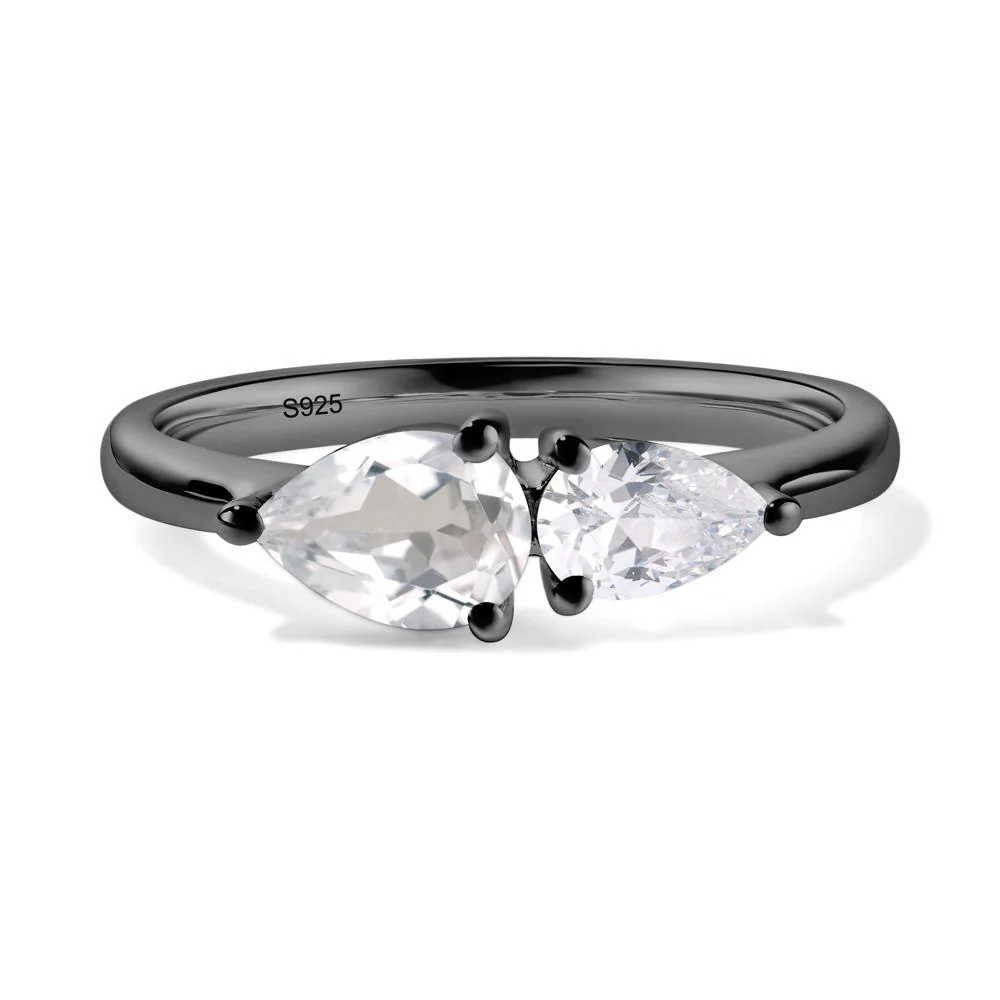 Cubic Zirconia and White Topaz 2 Stone Ring - Image 3
