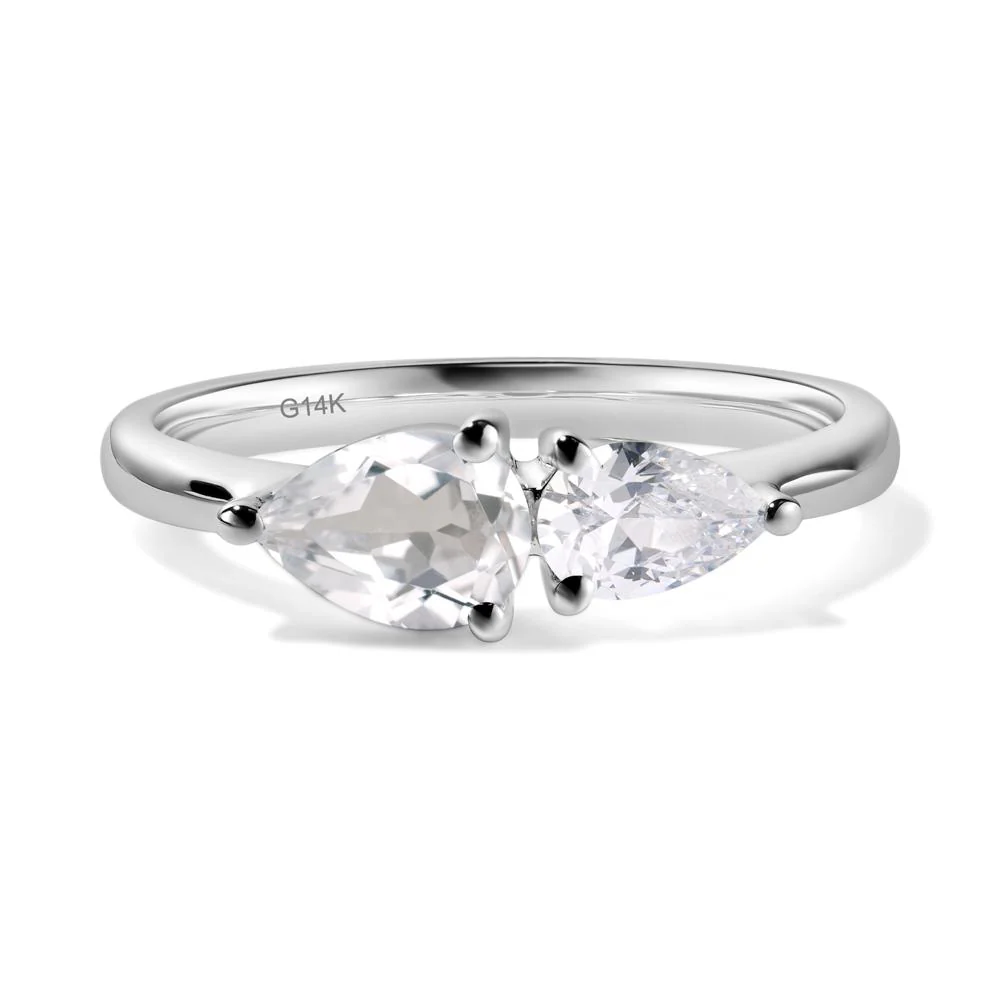 Cubic Zirconia and White Topaz 2 Stone Ring - Image 4