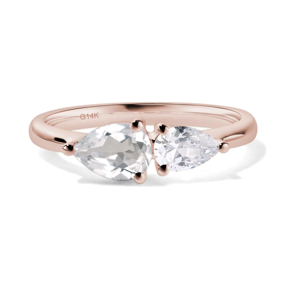 Cubic Zirconia and White Topaz 2 Stone Ring - Image 5