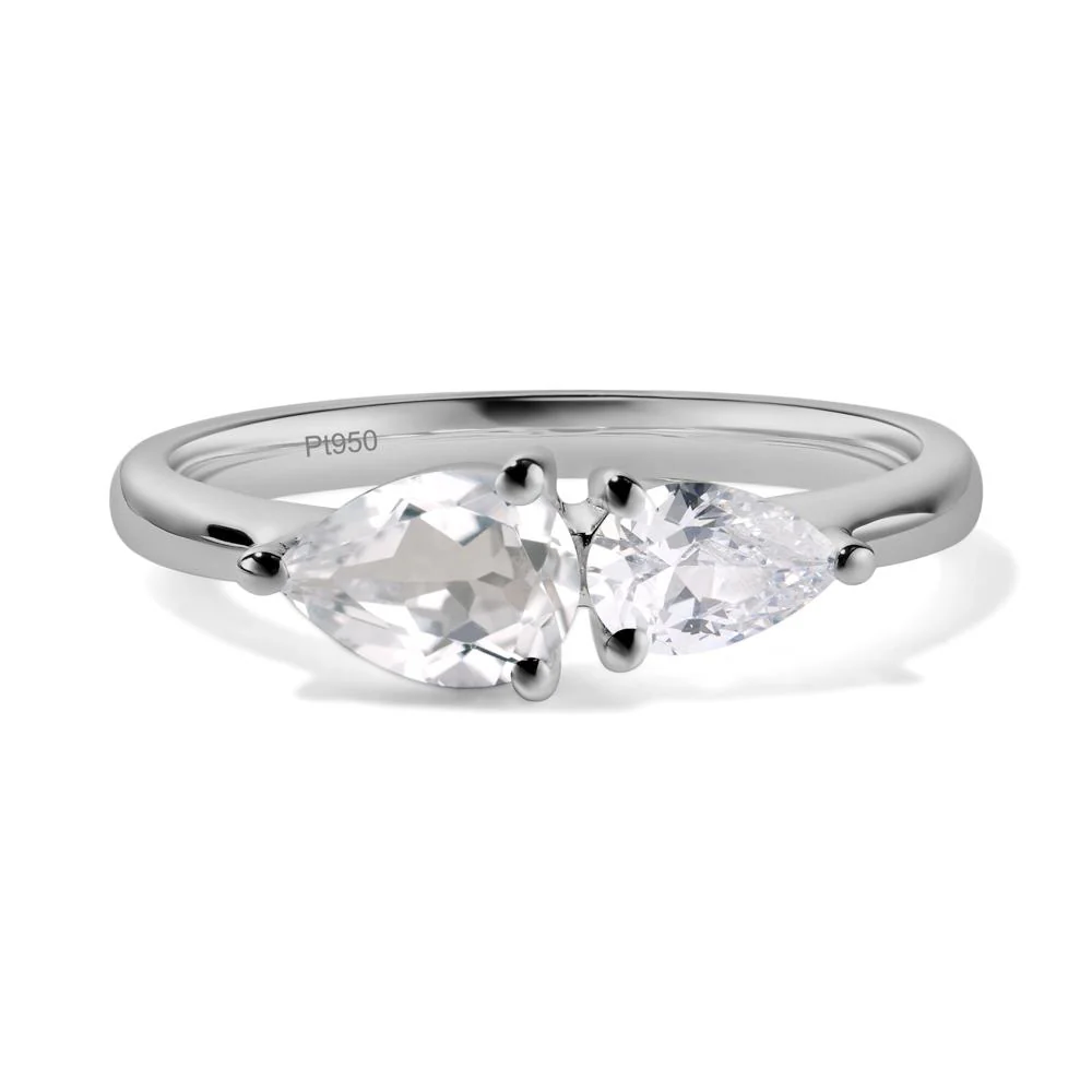 Cubic Zirconia and White Topaz 2 Stone Ring - Image 6