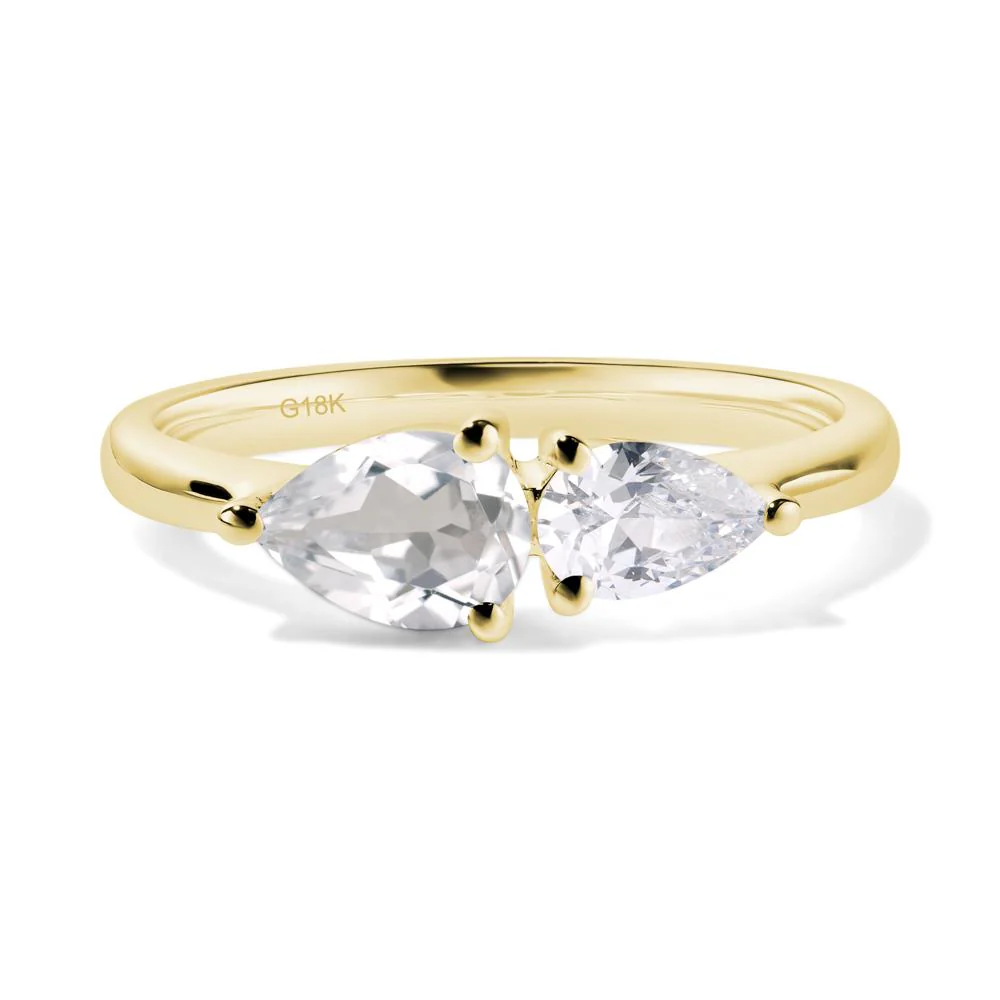 Cubic Zirconia and White Topaz 2 Stone Ring - Image 8