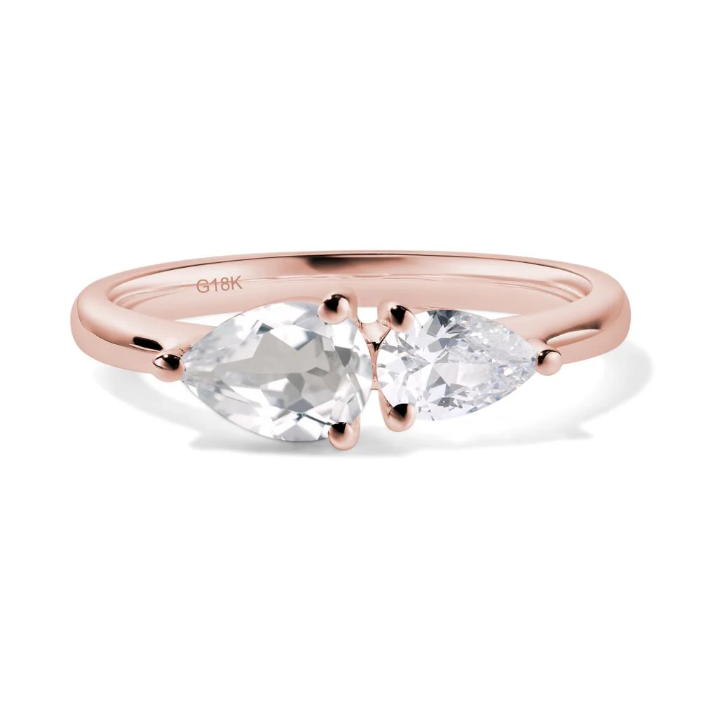 Cubic Zirconia and White Topaz 2 Stone Ring - Image 9