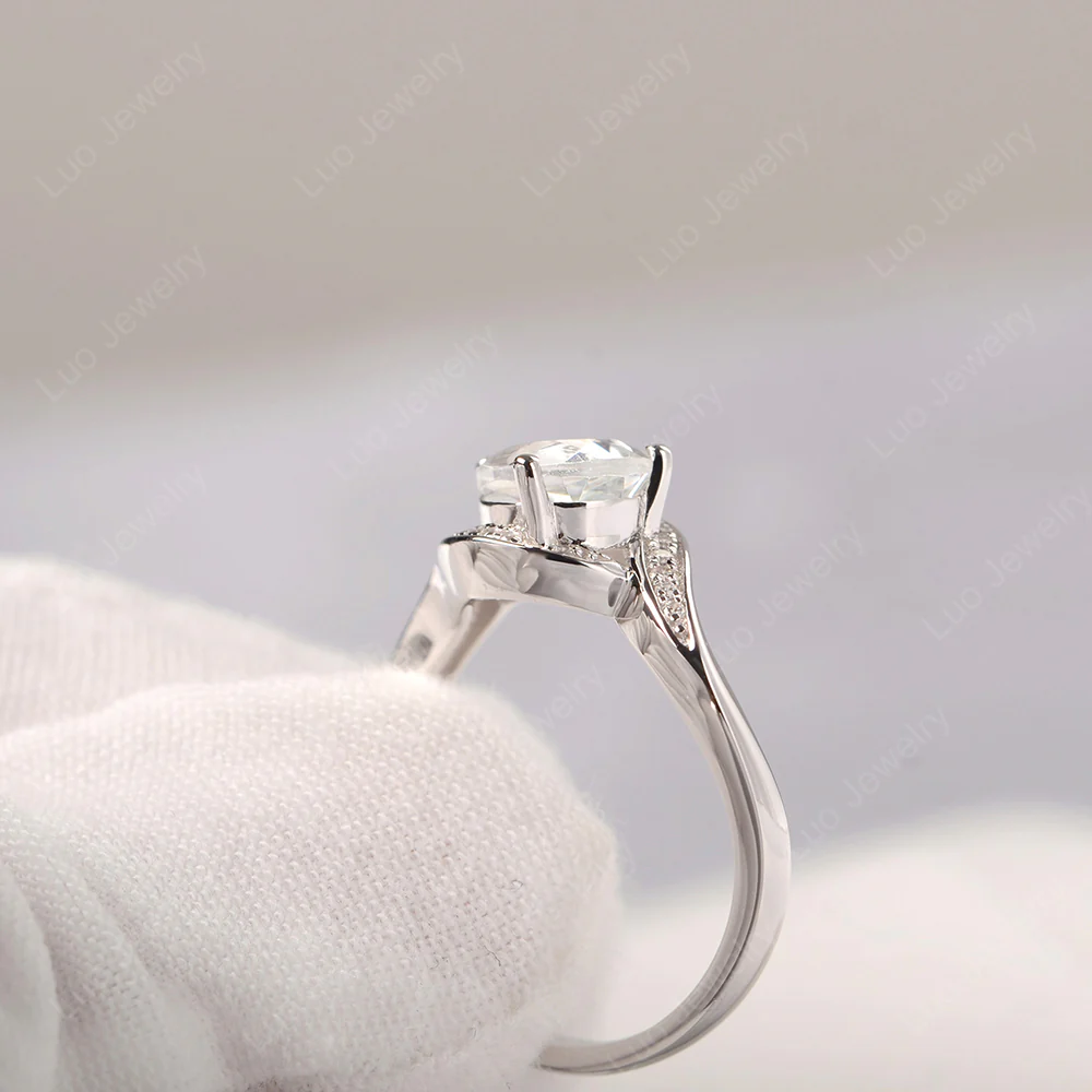 East West Pear Moonstone Engagement Ring - Image 3