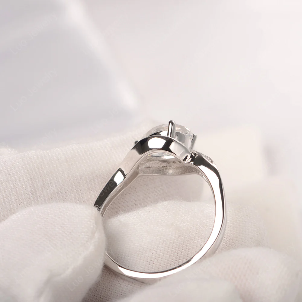 East West Pear Moonstone Engagement Ring - Image 4