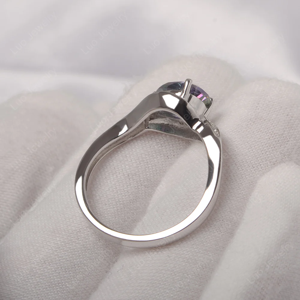 East West Pear Mystic Topaz Engagement Ring - Image 4