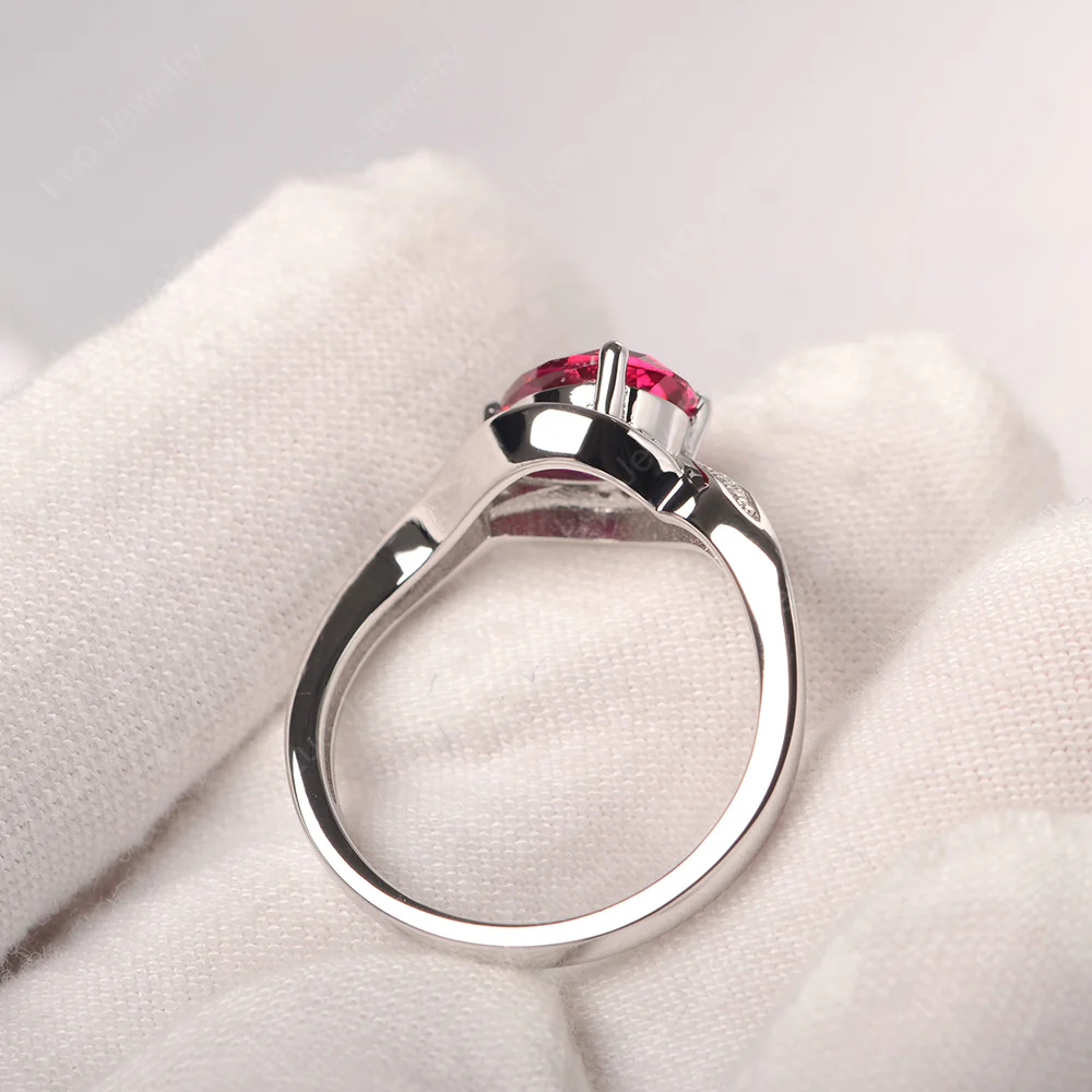 East West Pear Ruby Engagement Ring - Image 3