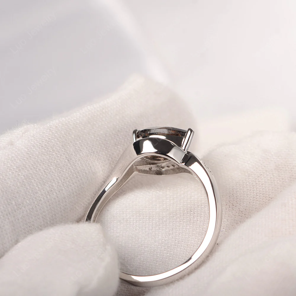 East West Pear Smoky Quartz Engagement Ring - Image 4
