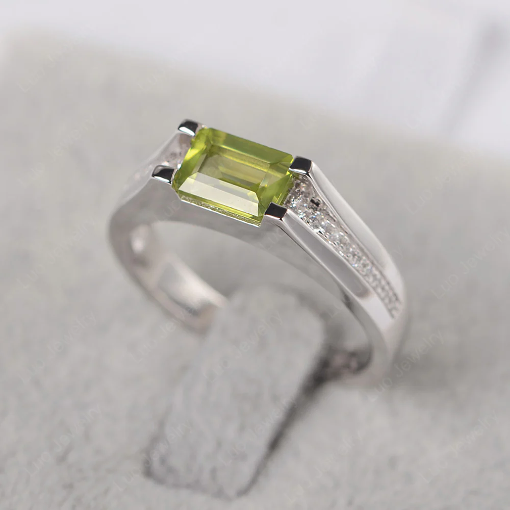 East West Peridot Engagement Ring - Image 2