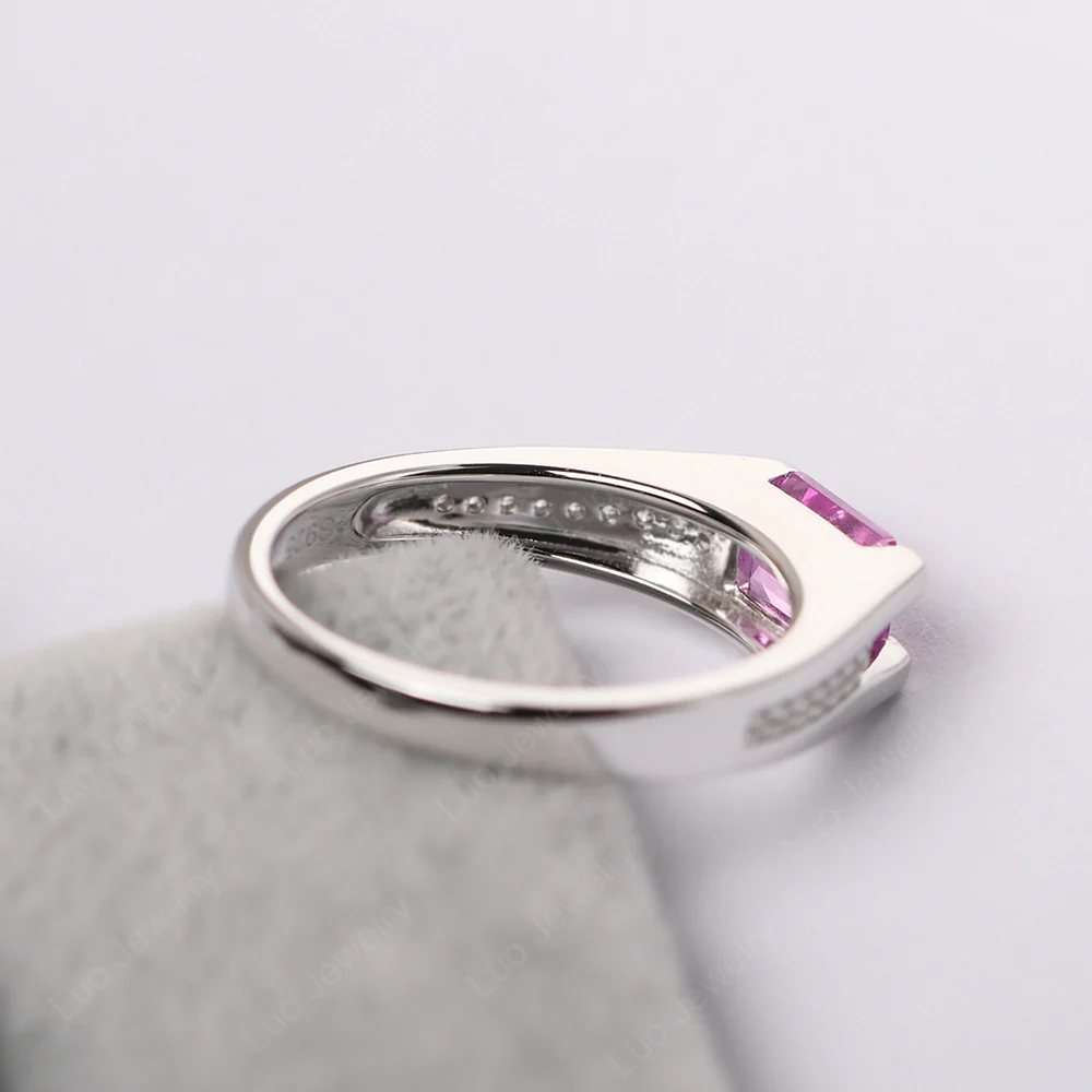 East West Pink Sapphire Engagement Ring - Image 5