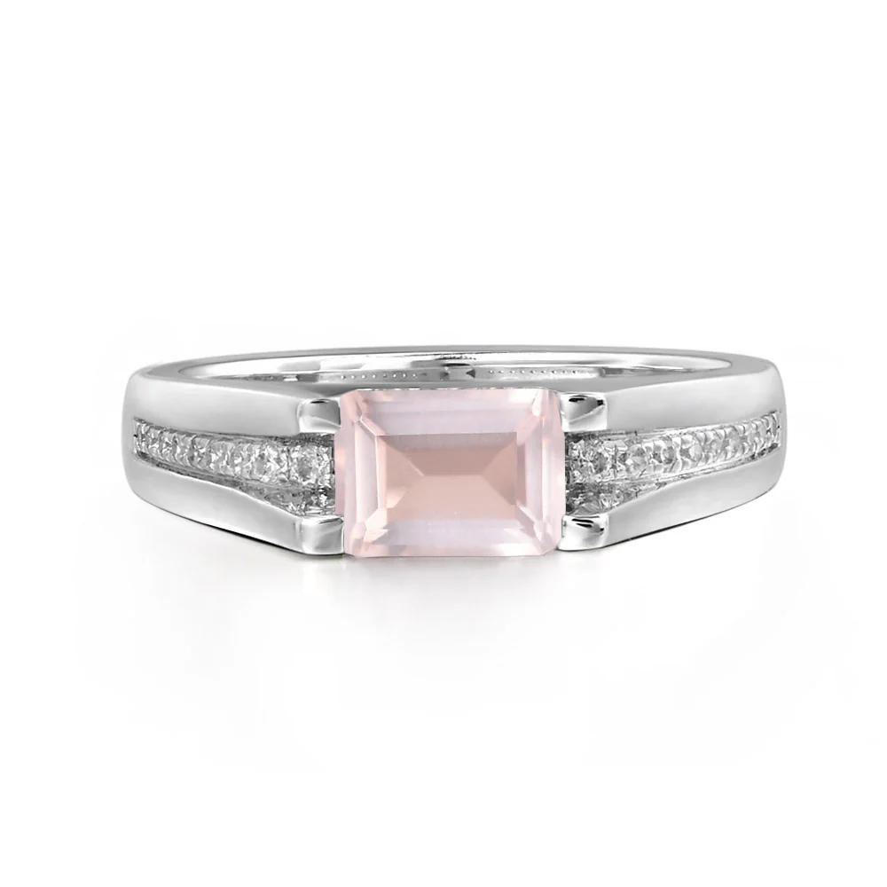East West Rose Quartz Engagement Ring