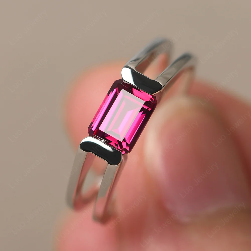East West Ruby Solitaire Ring