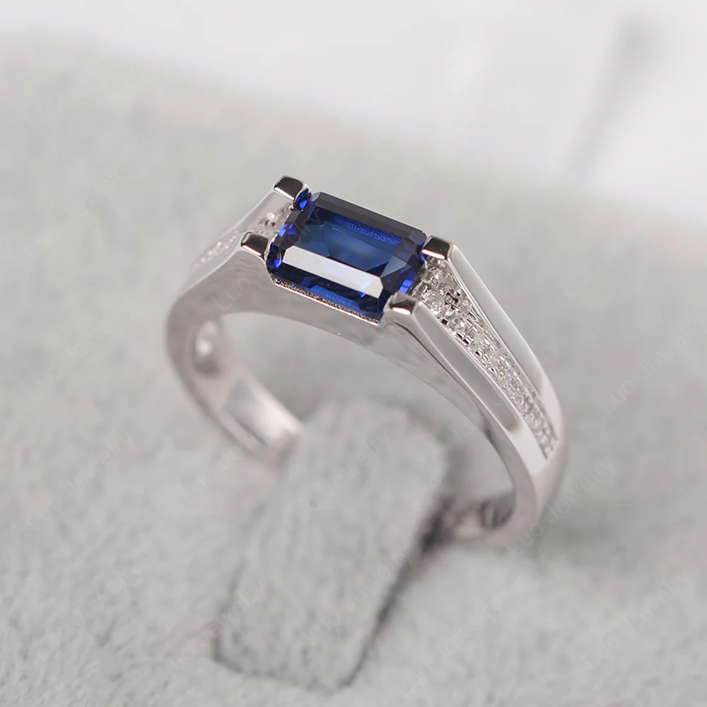 East West Sapphire Engagement Ring - Image 2