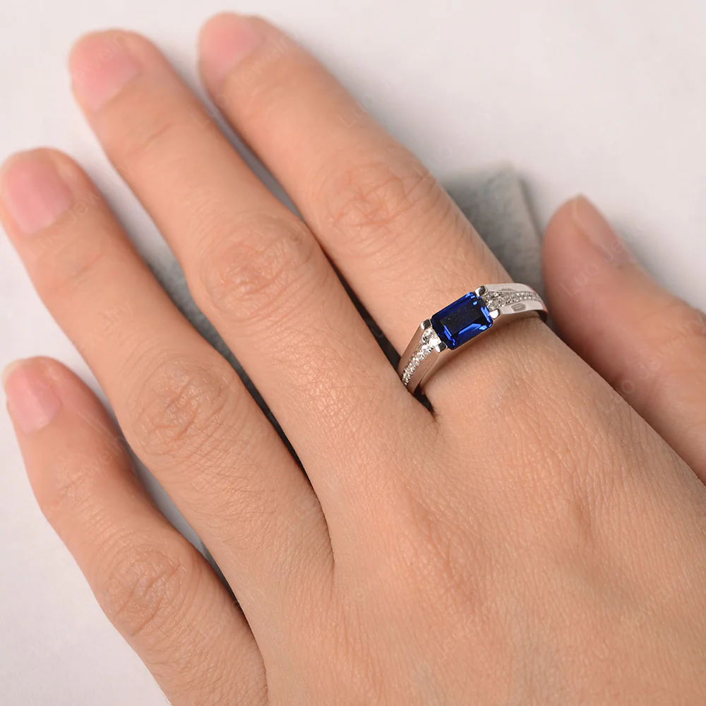 East West Sapphire Engagement Ring - Image 4