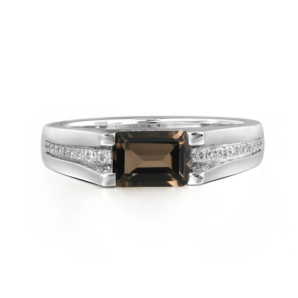 East West Smoky Quartz Engagement Ring