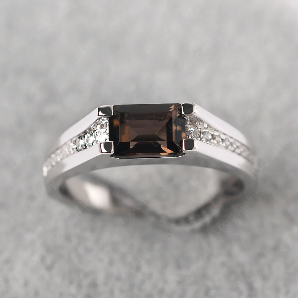 East West Smoky Quartz Engagement Ring - Image 3