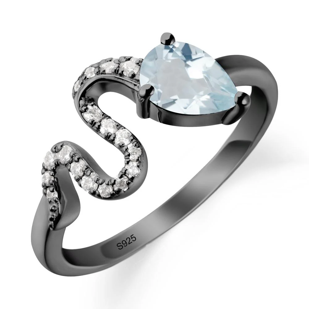 Elegant Wave Band Aquamarine Ring - Image 7