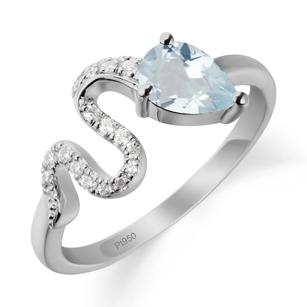 Elegant Wave Band Aquamarine Ring - Image 8