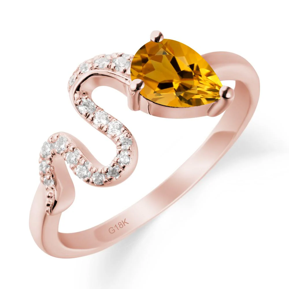 Elegant Wave Band Citrine Ring - Image 5