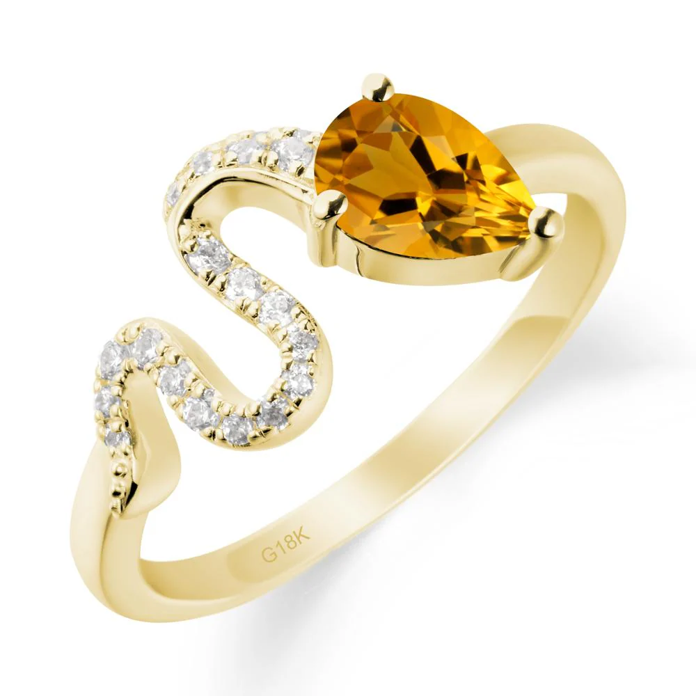 Elegant Wave Band Citrine Ring - Image 7