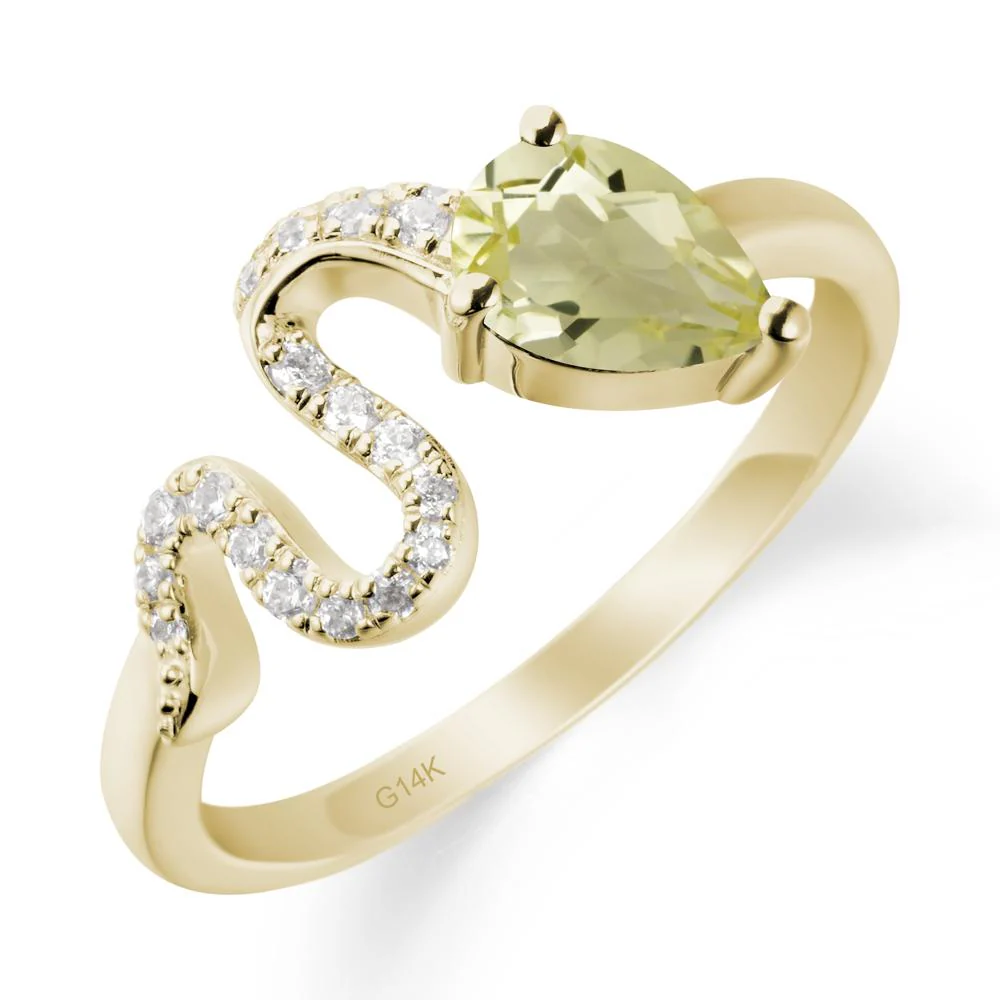 Elegant Wave Band Lemon Quartz Ring - Image 3