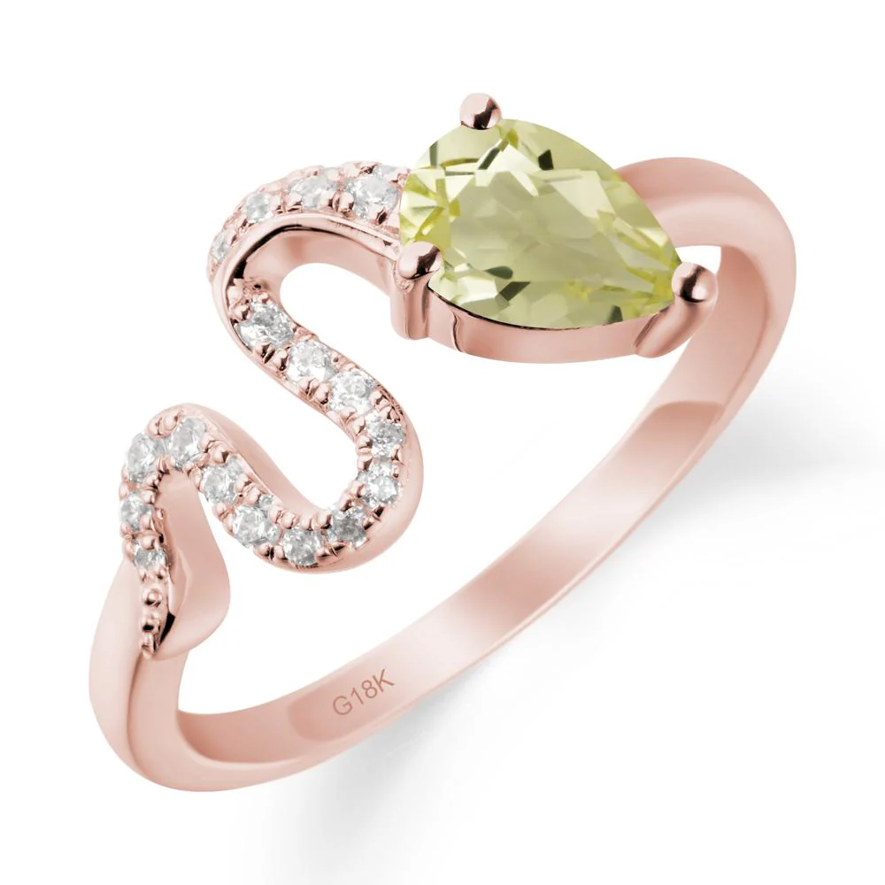Elegant Wave Band Lemon Quartz Ring - Image 4