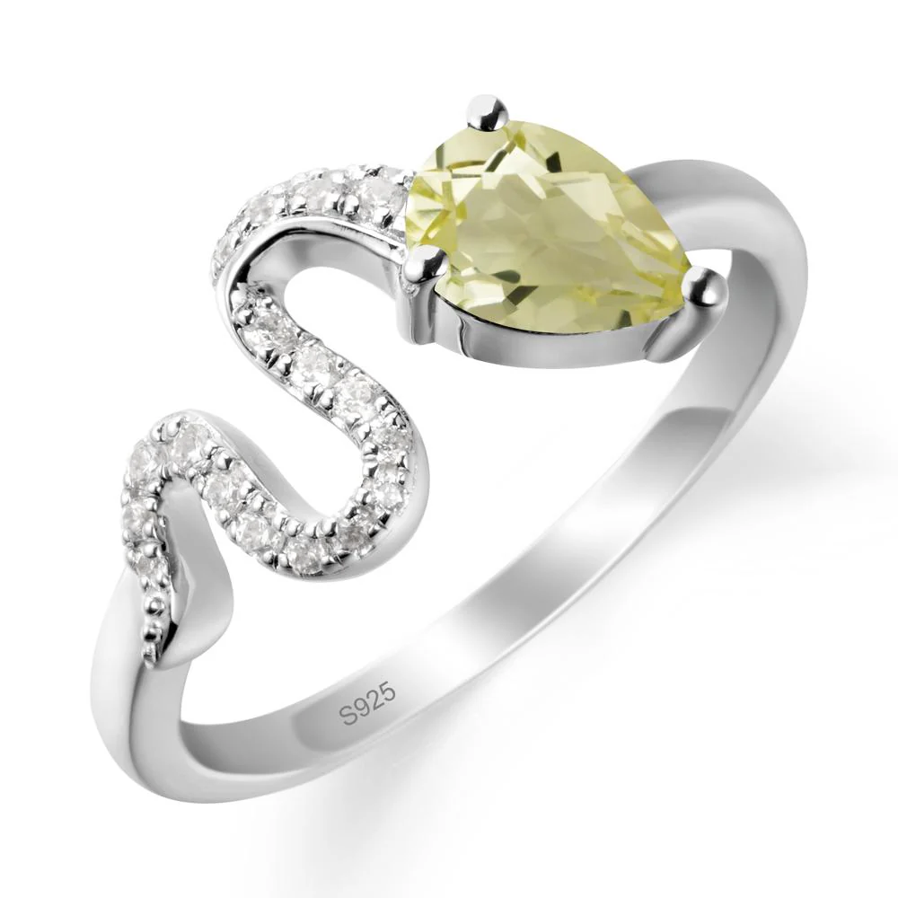 Elegant Wave Band Lemon Quartz Ring - Image 9
