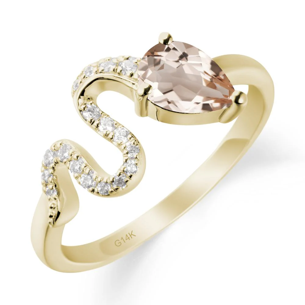 Elegant Wave Band Morganite Ring