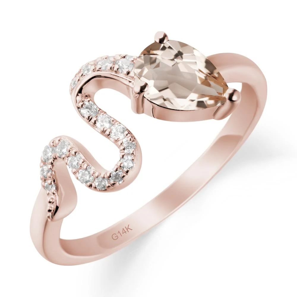 Elegant Wave Band Morganite Ring - Image 2