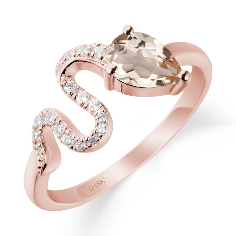 Elegant Wave Band Morganite Ring - Image 4