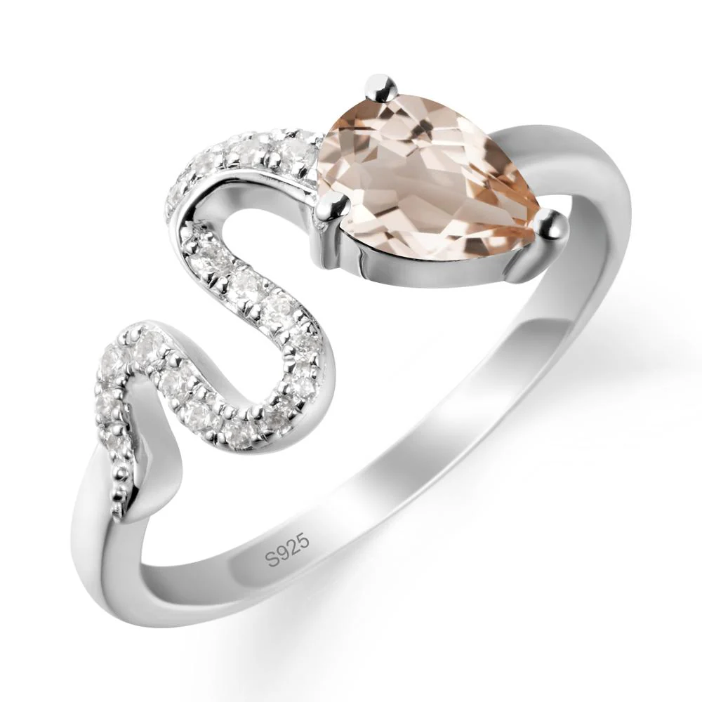 Elegant Wave Band Morganite Ring - Image 9