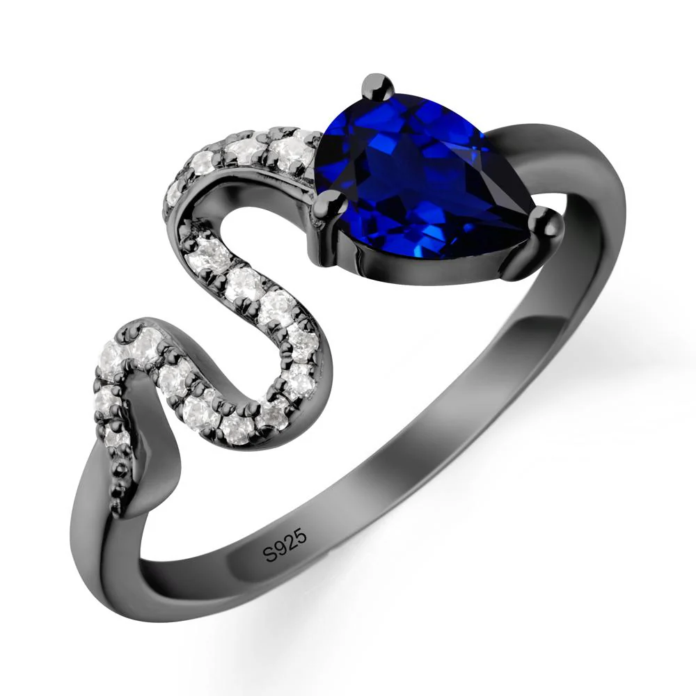 Elegant Wave Band Sapphire Ring